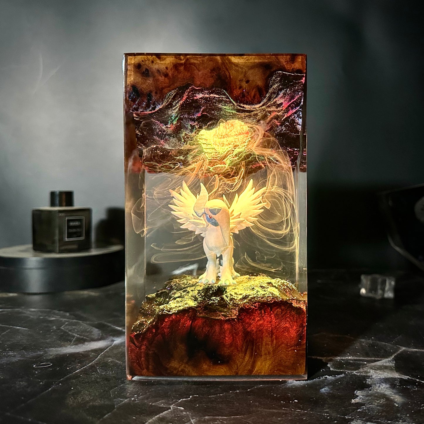 Midnight Guardian: The Silver Mane Resin Lamp