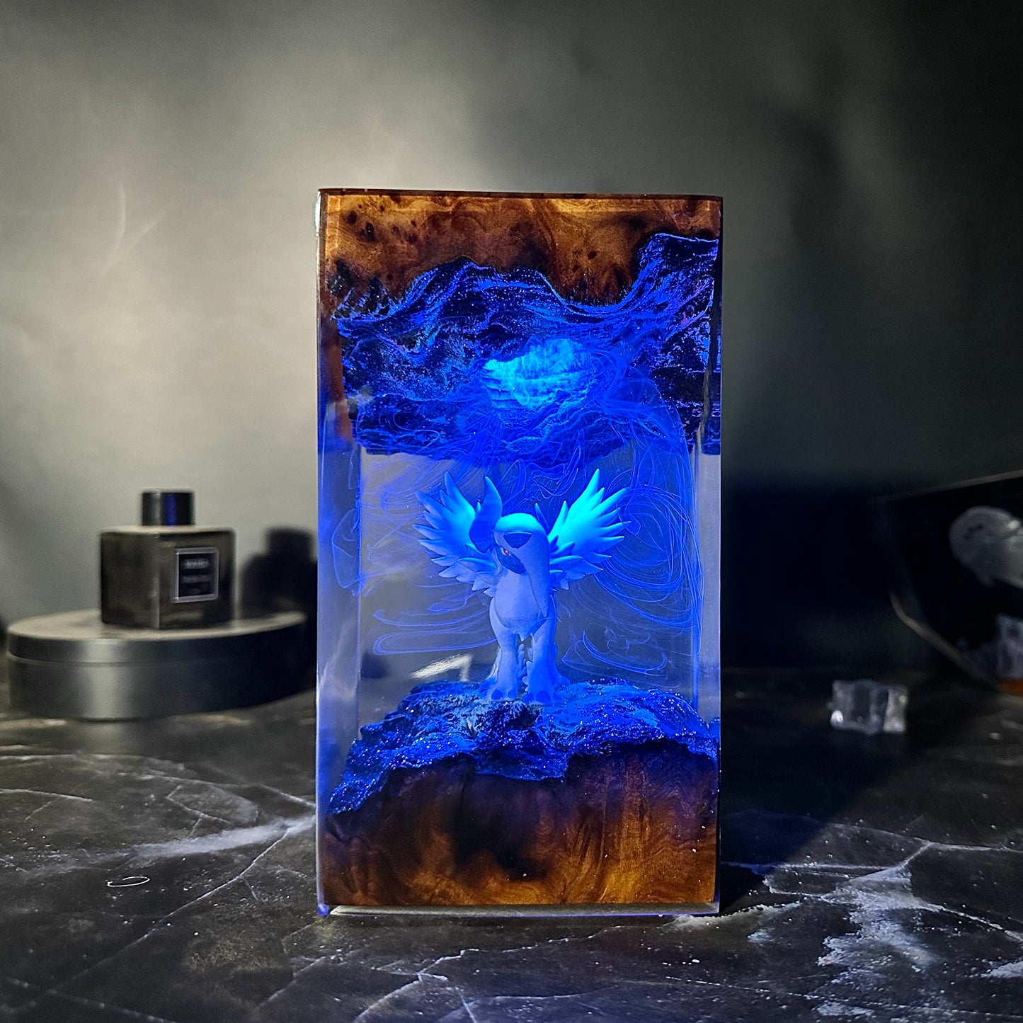 Midnight Guardian: The Silver Mane Resin Lamp