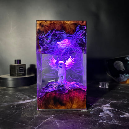 Midnight Guardian: The Silver Mane Resin Lamp