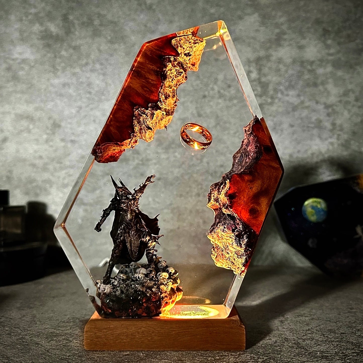 Obsidian Prism: The Fiery Overlord Resin Lamp