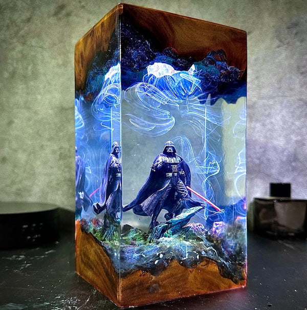The Dark Sovereign: Obsidian Mask Resin Lamp