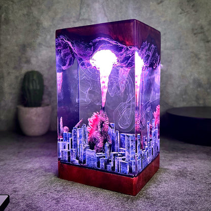 The Apex Predator: Neon Skyline Resin Lamp