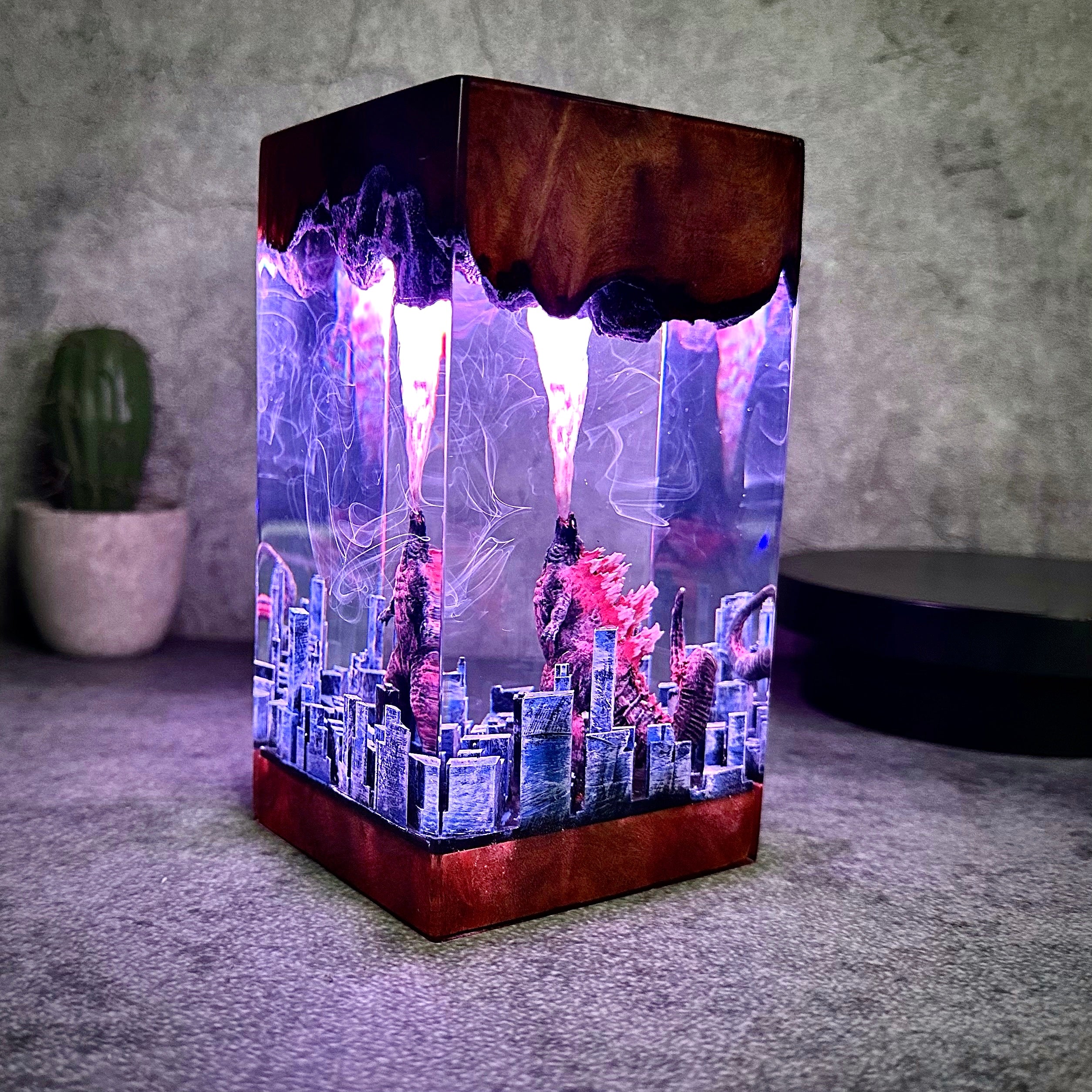 Gozilla Atomic breath city resin lamp