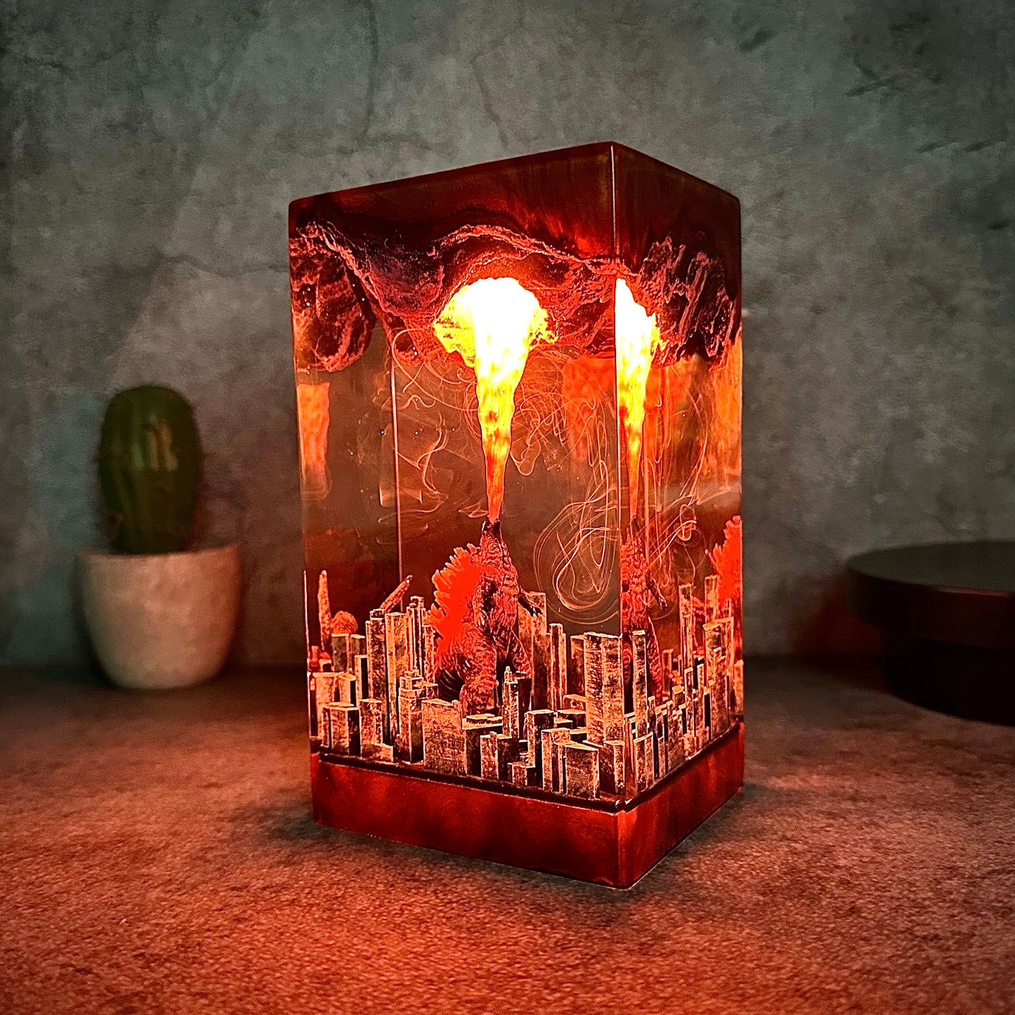 The Apex Predator: Neon Skyline Resin Lamp