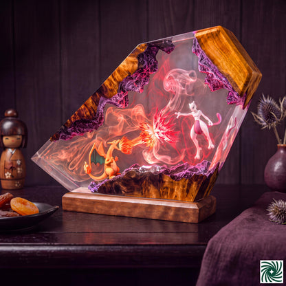 Charizard vs Mewtwo Resin Lamp
