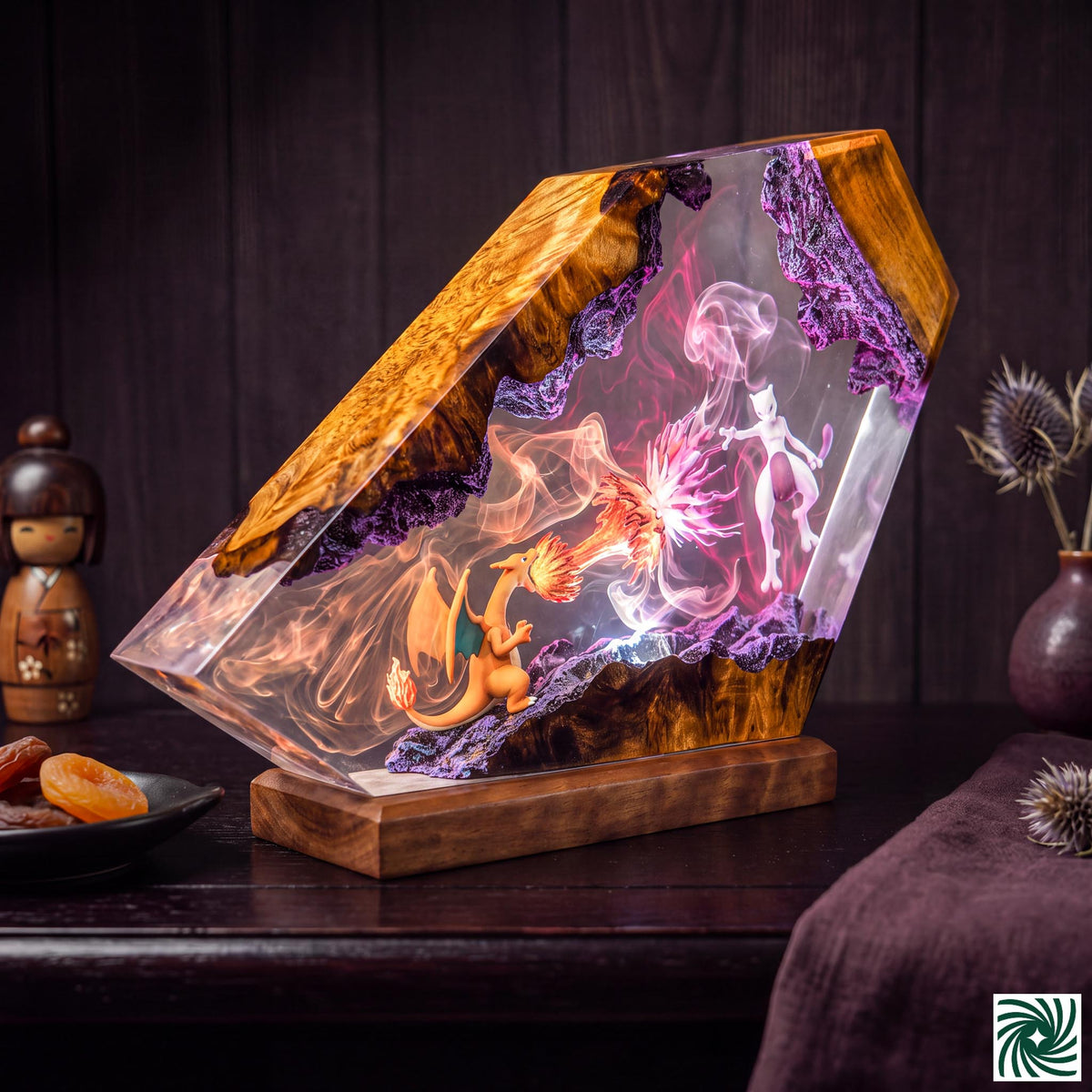 Charizard vs Mewtwo Resin Lamp