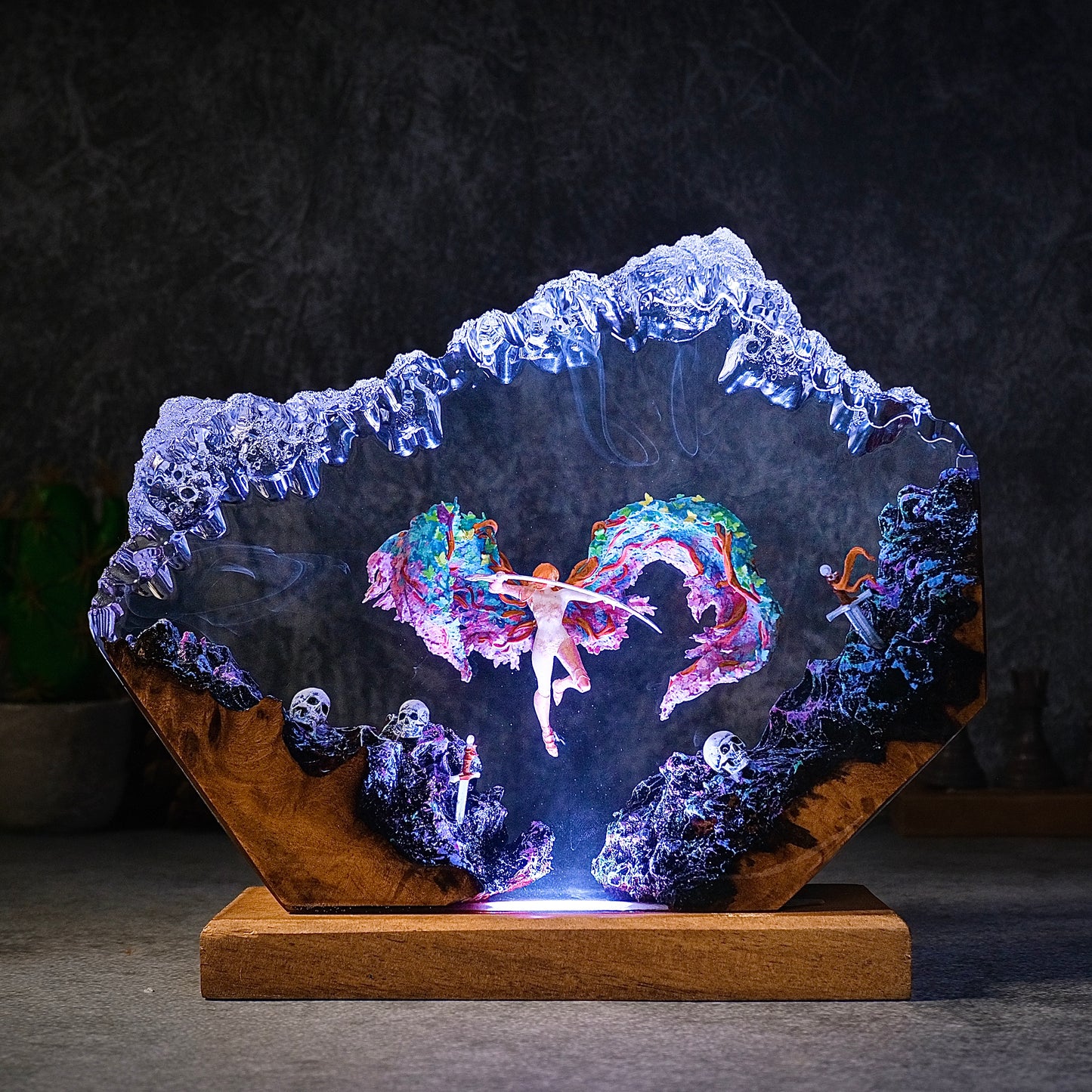 Goddess of the Red Sky: Golden Valkyrie Resin Lamp