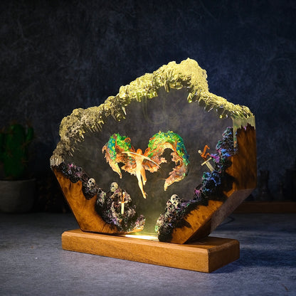 Goddess of the Red Sky: Golden Valkyrie Resin Lamp