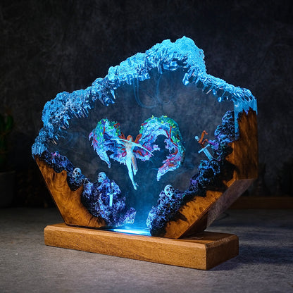 Goddess of the Red Sky: Golden Valkyrie Resin Lamp