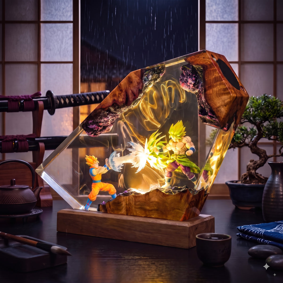 Goku vs Broly Resin Lamp