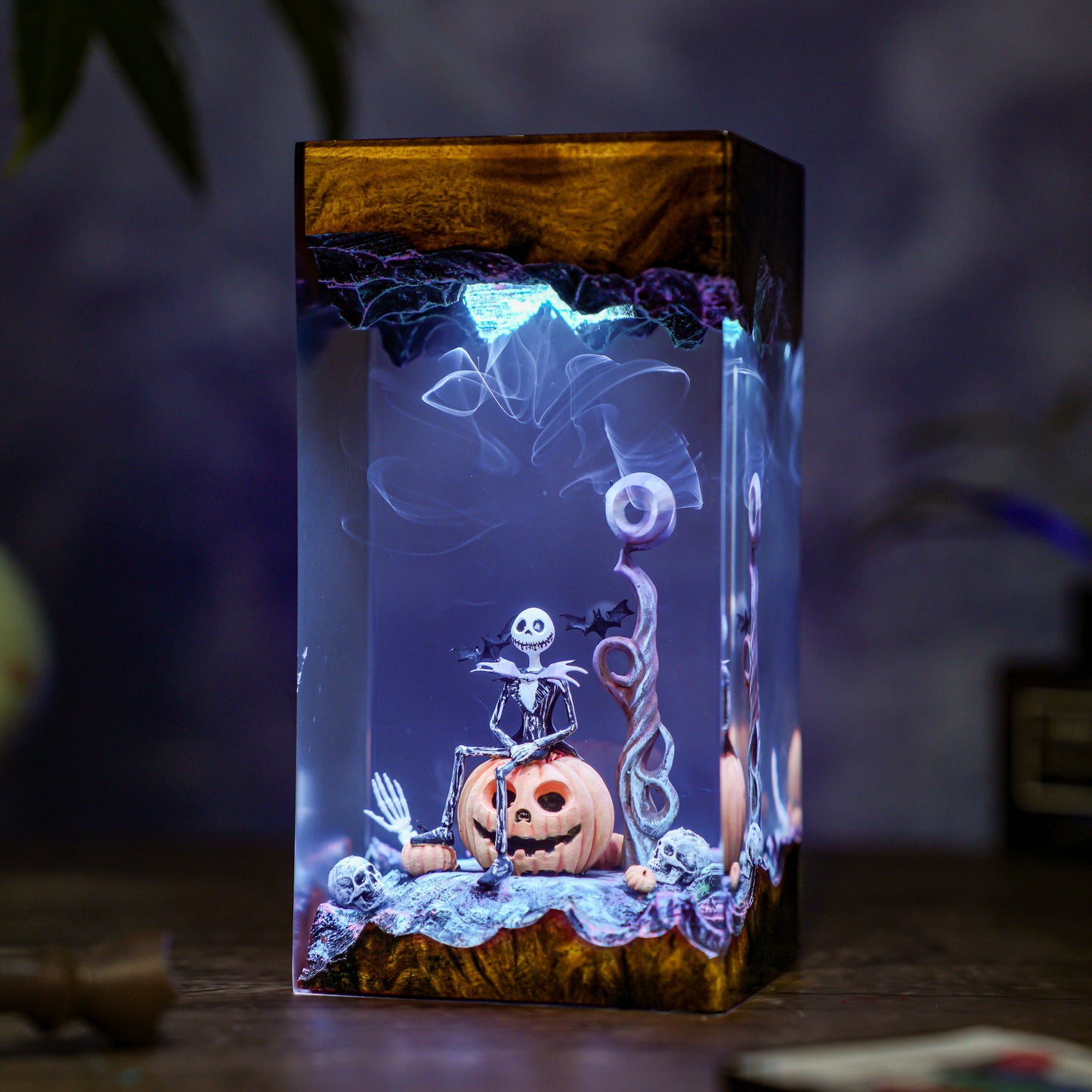 The Pumpkin King: Moonlight Resin Lamp