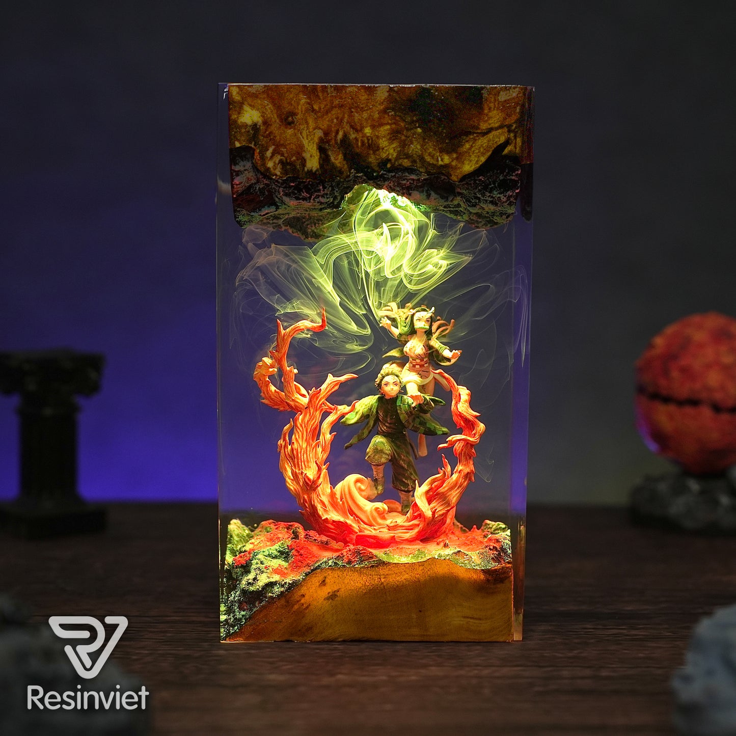 Hanafuda Earrings: The Pink Kimono Spirit Resin Lamp