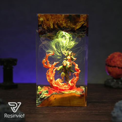 Hanafuda Earrings: The Pink Kimono Spirit Resin Lamp
