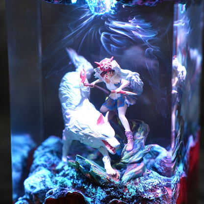 The Forest Goddess: White Wolf Spirit Resin Lamp