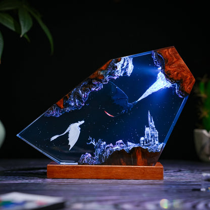Twin Dragons: The Starry Night Resin Lamp