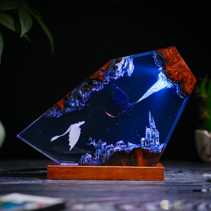 Twin Dragons: The Starry Night Resin Lamp