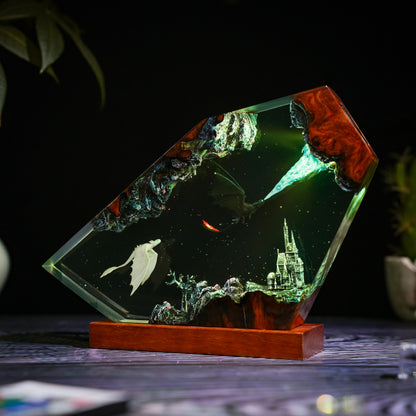 Twin Dragons: The Starry Night Resin Lamp