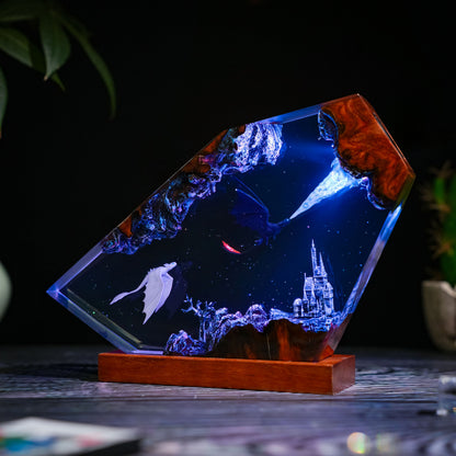 Twin Dragons: The Starry Night Resin Lamp