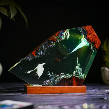 Twin Dragons: The Starry Night Resin Lamp
