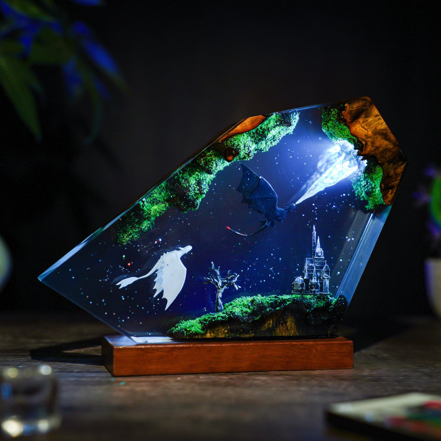 Eternal Flight: The Dragon Couple Resin Lamp