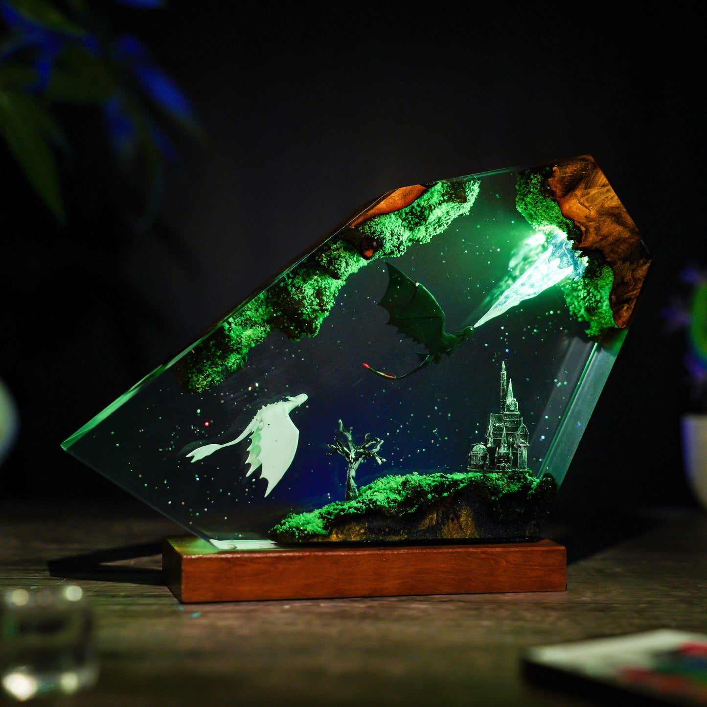 Eternal Flight: The Dragon Couple Resin Lamp