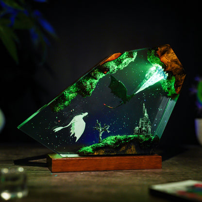 Eternal Flight: The Dragon Couple Resin Lamp