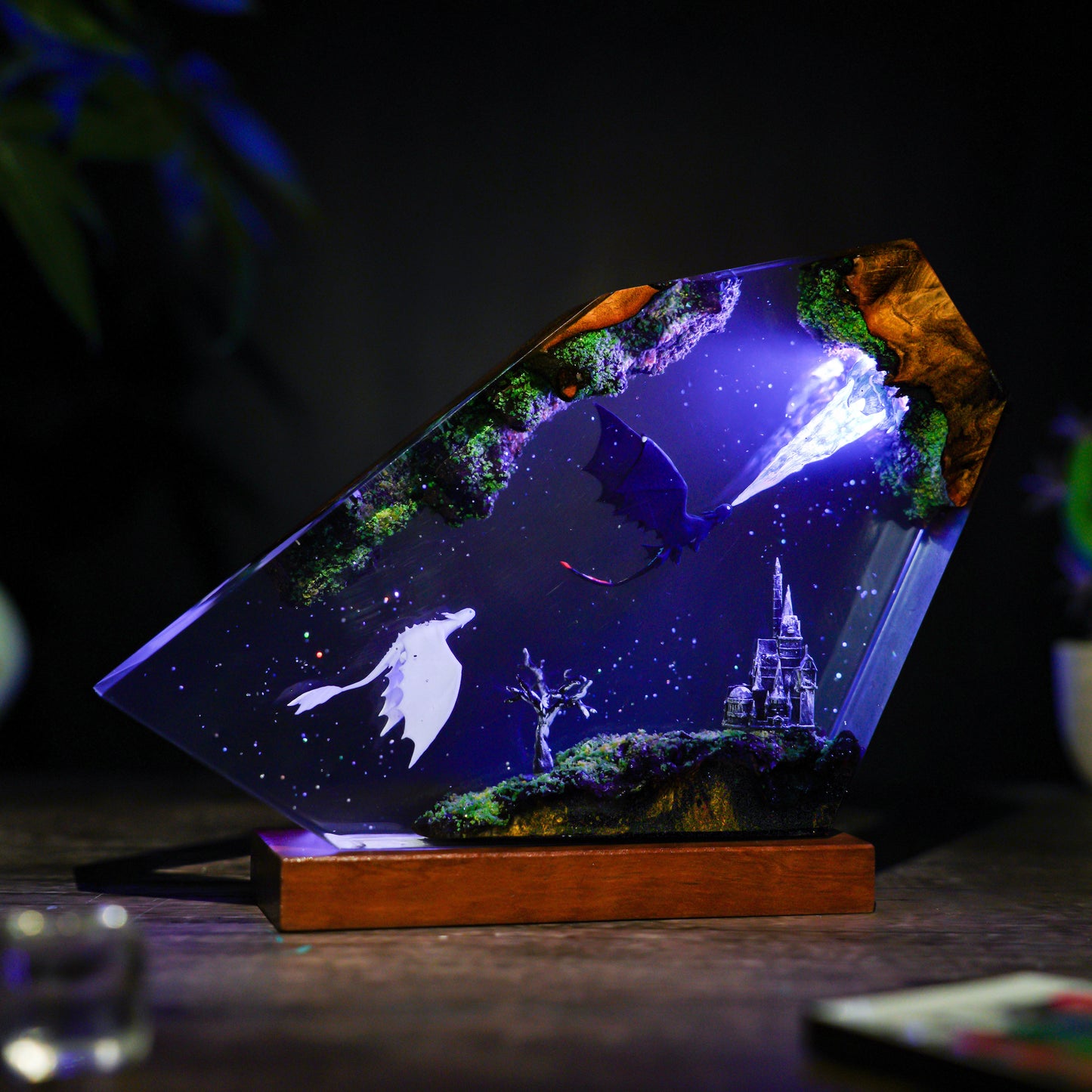 Eternal Flight: The Dragon Couple Resin Lamp