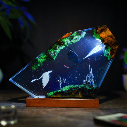 Eternal Flight: The Dragon Couple Resin Lamp