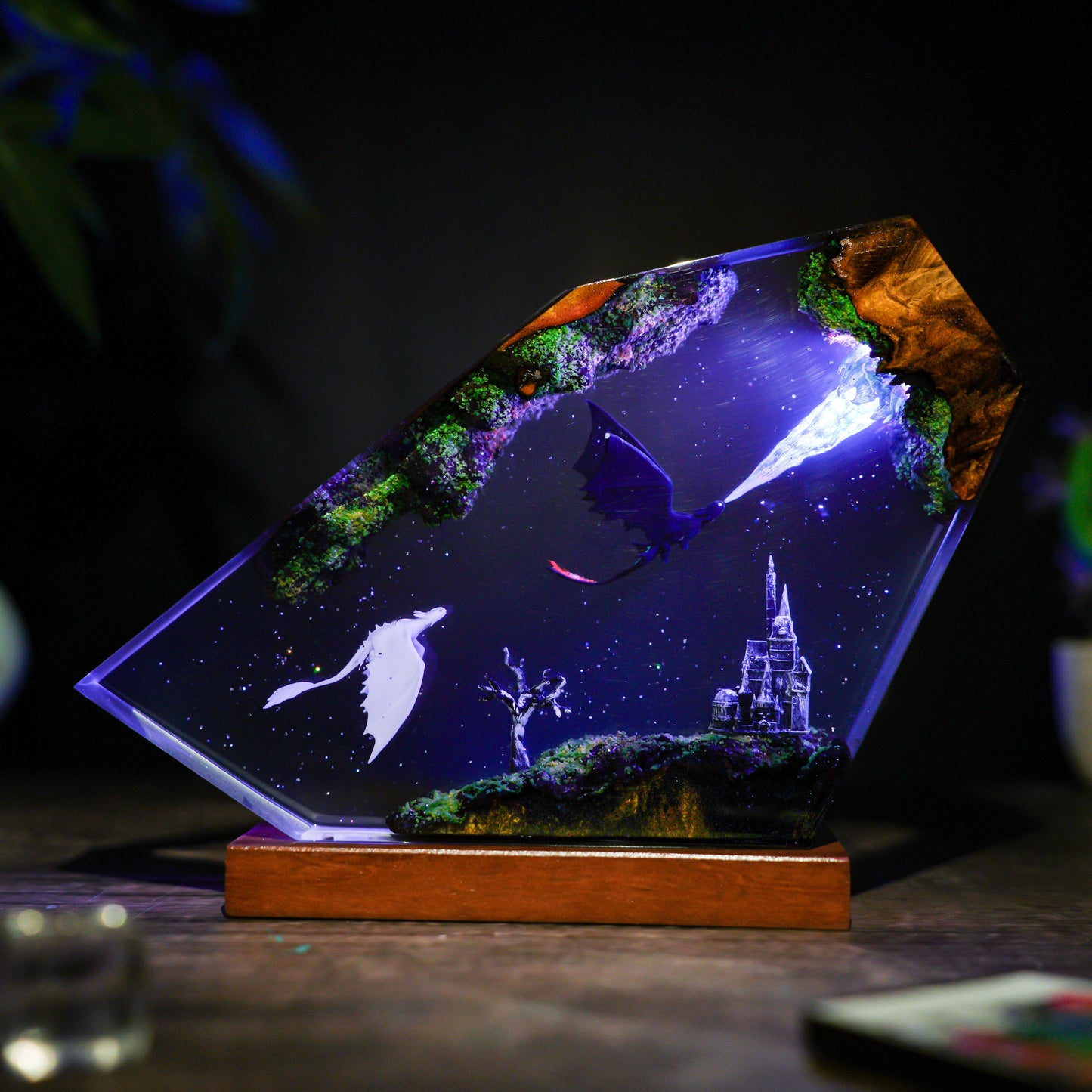 Eternal Flight: The Dragon Couple Resin Lamp