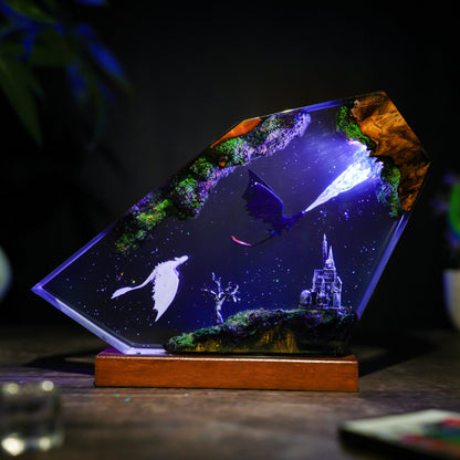 Eternal Flight: The Dragon Couple Resin Lamp