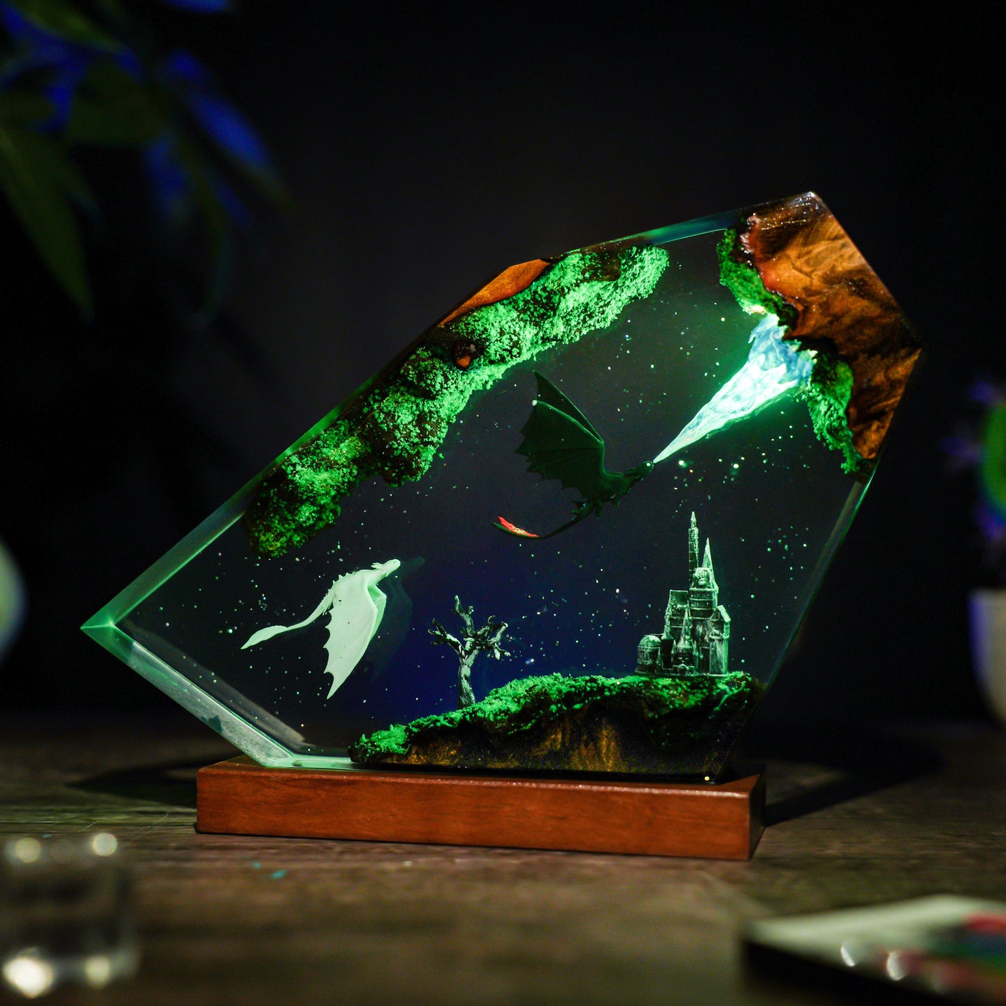 Eternal Flight: The Dragon Couple Resin Lamp