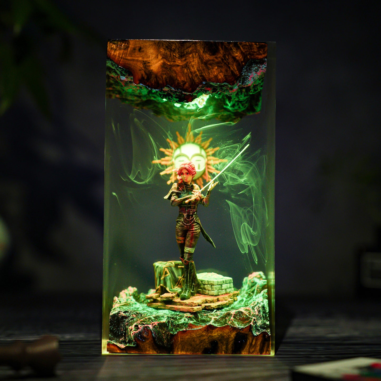 Chiaroscuro Soul: The Veil of Night Resin Lamp