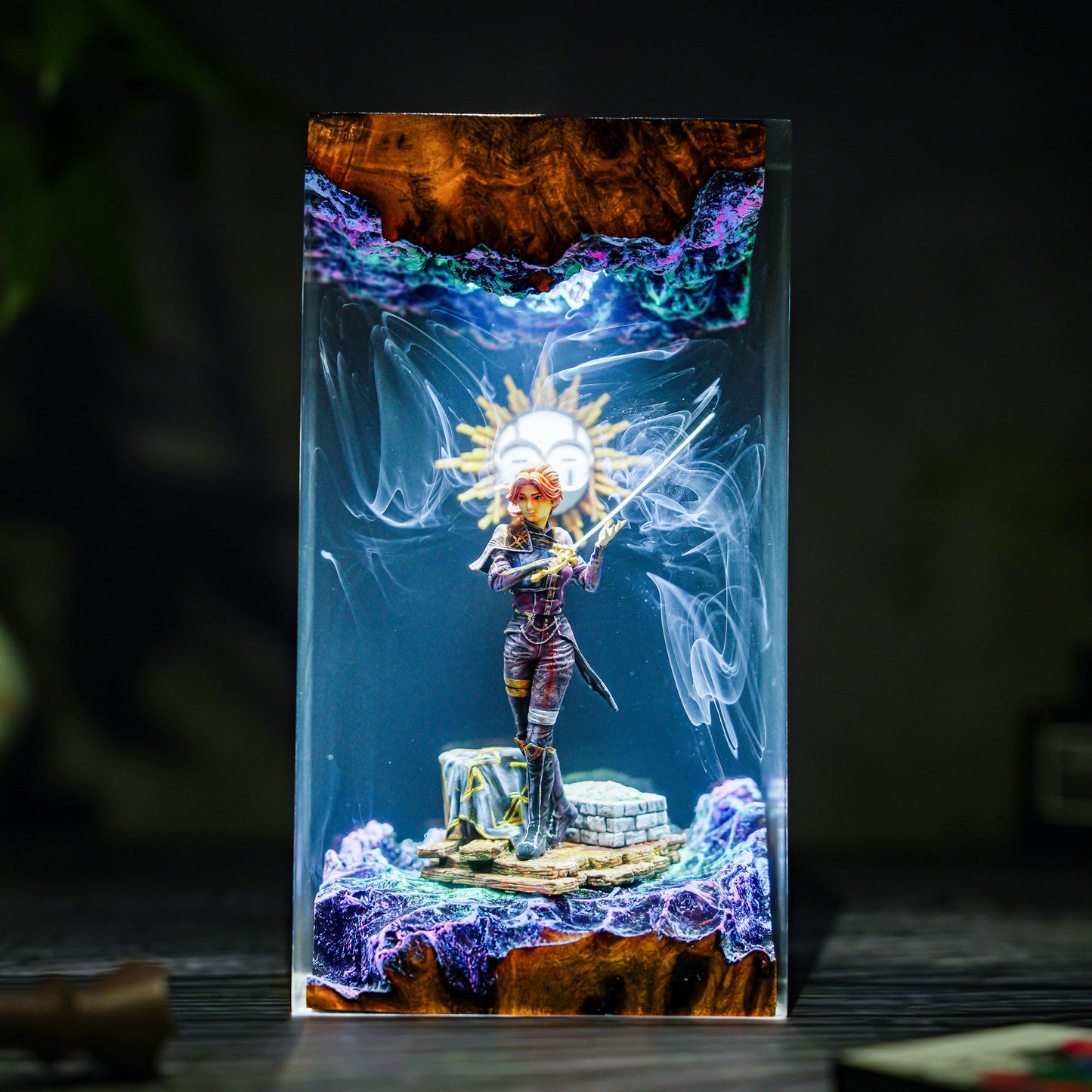 Chiaroscuro Soul: The Veil of Night Resin Lamp