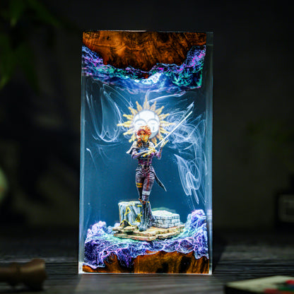Chiaroscuro Soul: The Veil of Night Resin Lamp