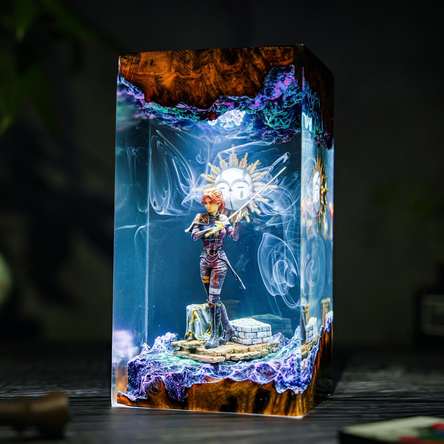 Chiaroscuro Soul: The Veil of Night Resin Lamp