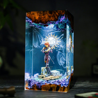 Chiaroscuro Soul: The Veil of Night Resin Lamp