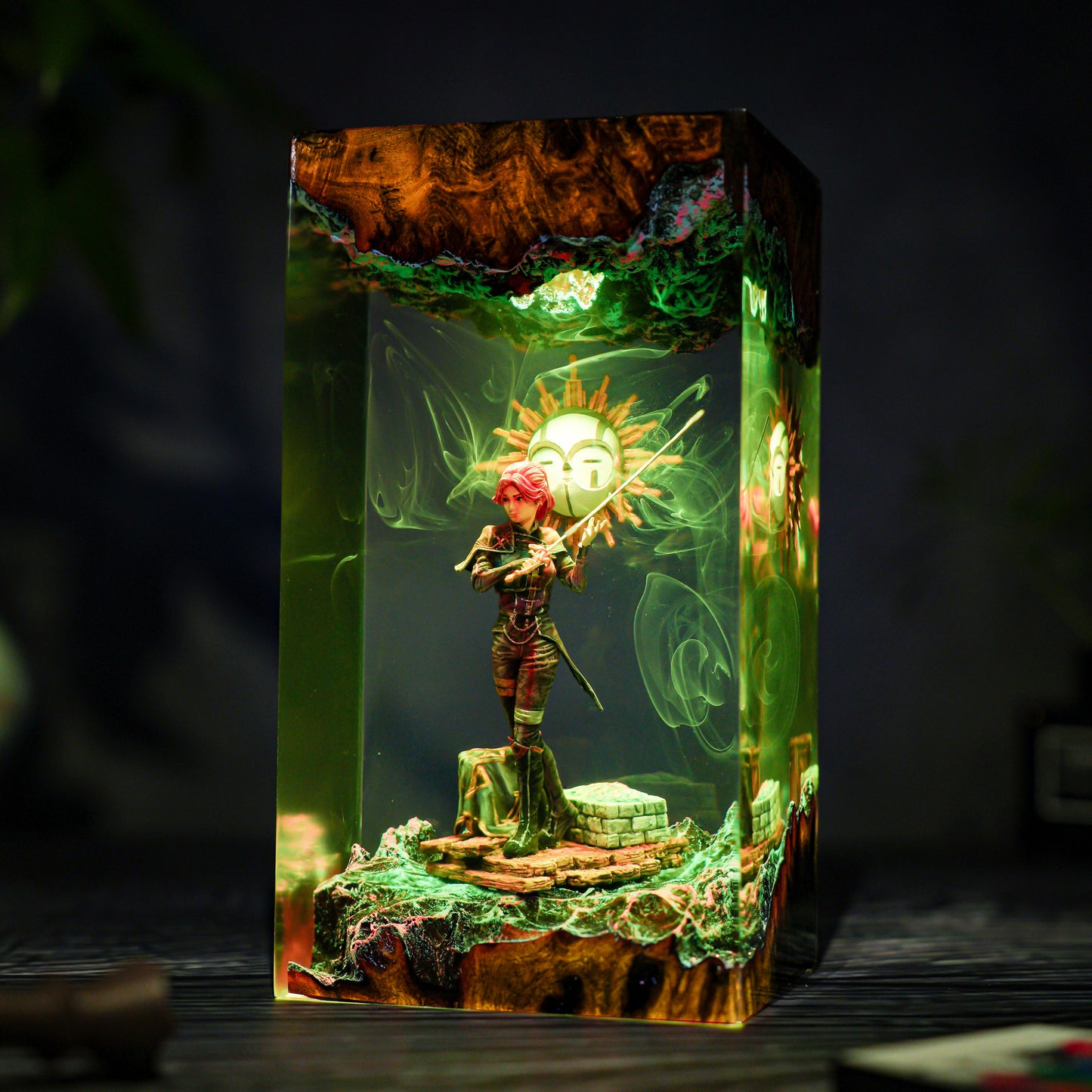 Chiaroscuro Soul: The Veil of Night Resin Lamp