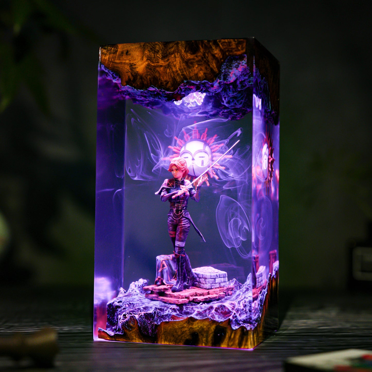Chiaroscuro Soul: The Veil of Night Resin Lamp