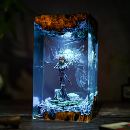 Chiaroscuro Soul: The Veil of Night Resin Lamp