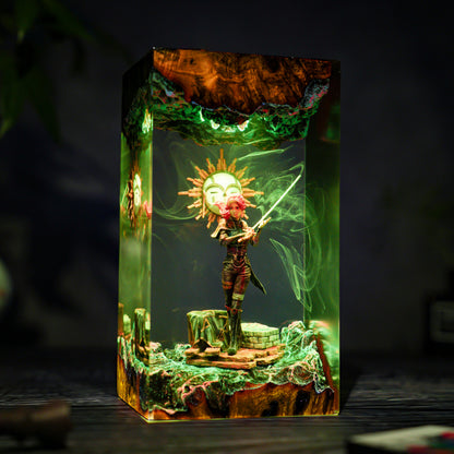 Chiaroscuro Soul: The Veil of Night Resin Lamp