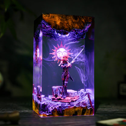 Chiaroscuro Soul: The Veil of Night Resin Lamp