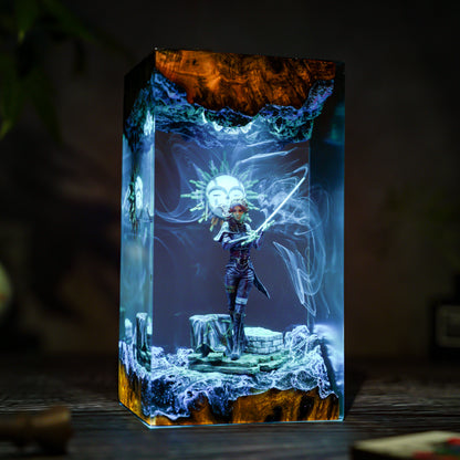 Chiaroscuro Soul: The Veil of Night Resin Lamp