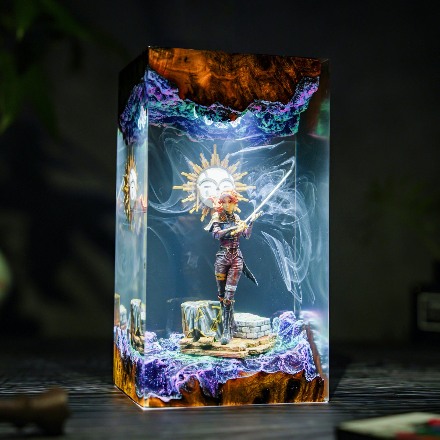 Chiaroscuro Soul: The Veil of Night Resin Lamp
