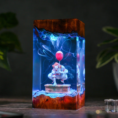 The Red Balloon: Haunted Clown Resin Lamp