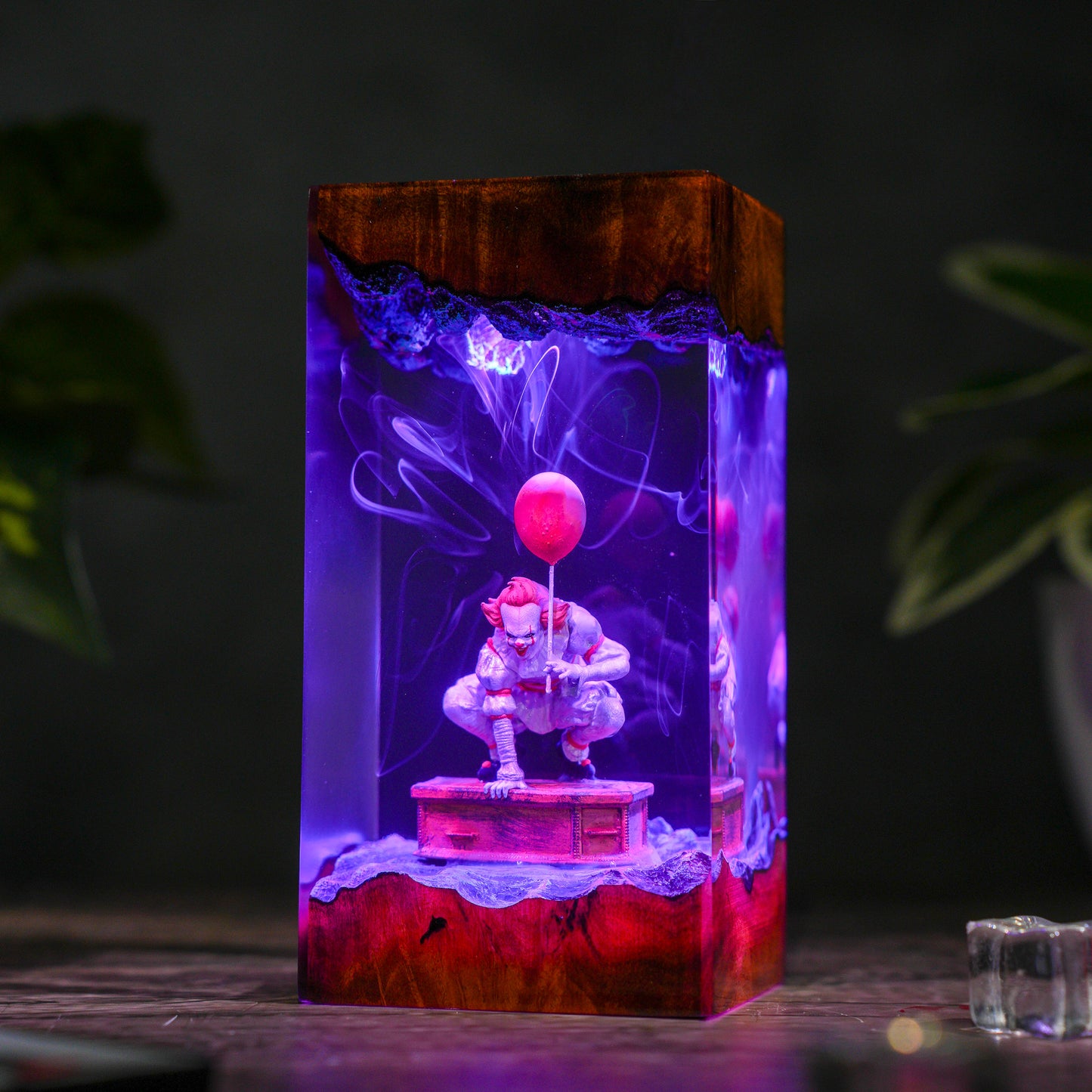 The Red Balloon: Haunted Clown Resin Lamp