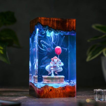 The Red Balloon: Haunted Clown Resin Lamp