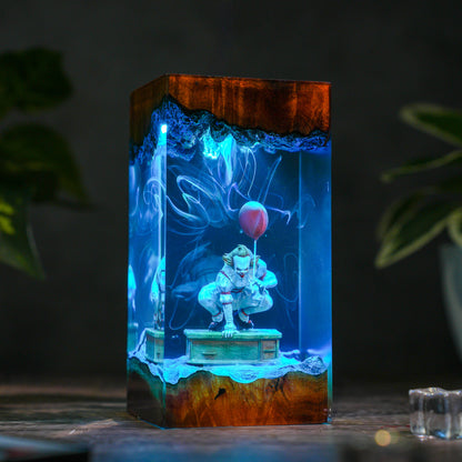 The Red Balloon: Haunted Clown Resin Lamp