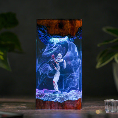 The Silent Jester: Monochrome Terror Resin Lamp