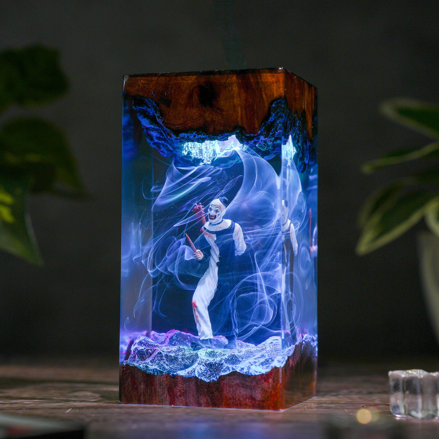 The Silent Jester: Monochrome Terror Resin Lamp