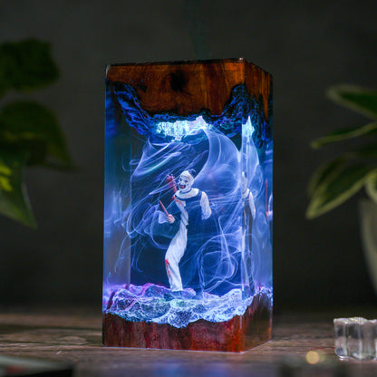 The Silent Jester: Monochrome Terror Resin Lamp